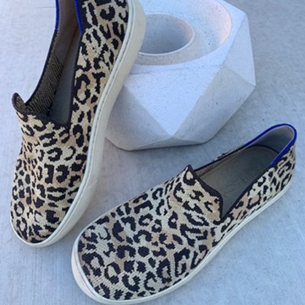 Rothy's Slip On Sneaker Desert Cat Leopard Cheetah Animal Print Slip On Size 8.5